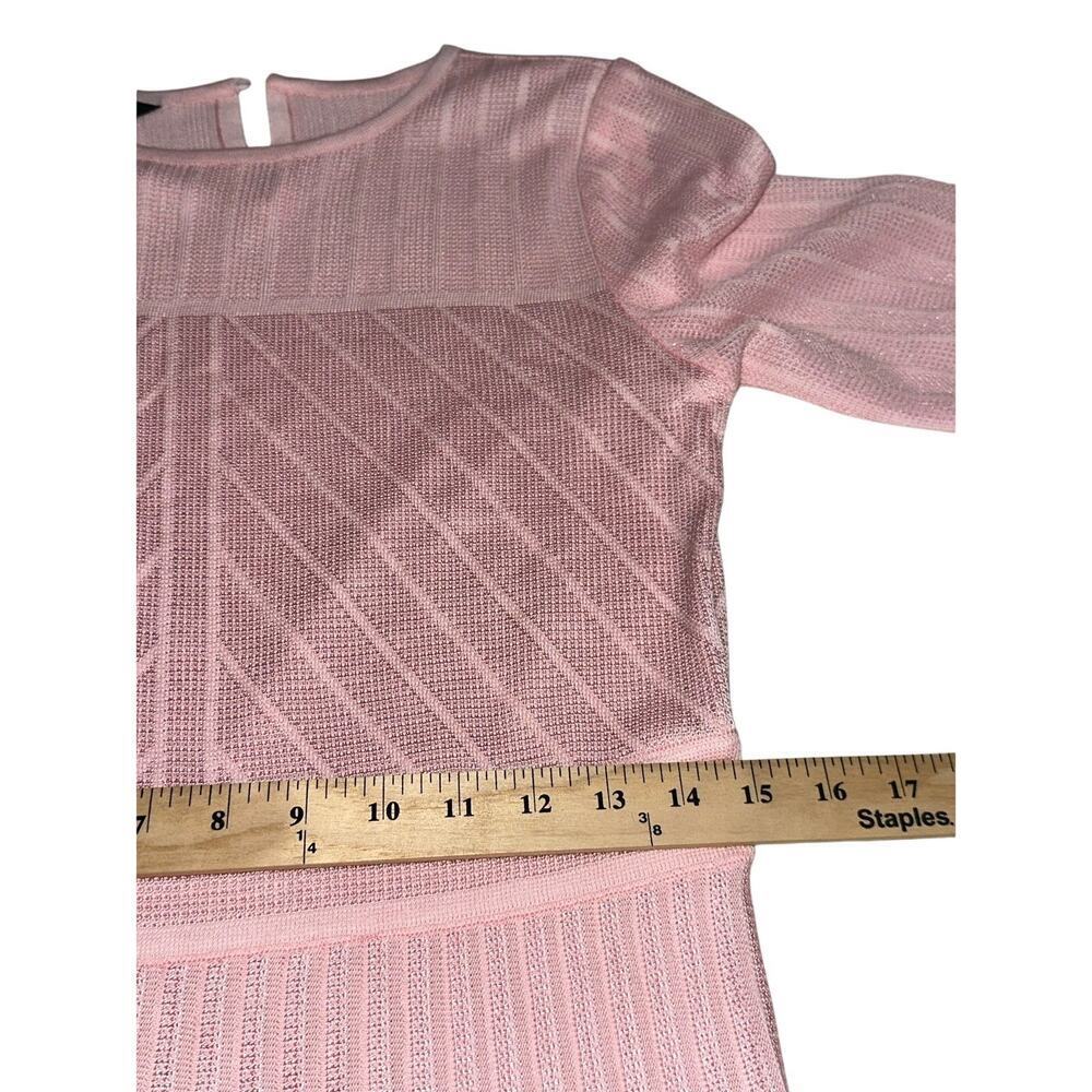 Misook Pleated Knit Midi Fit Flare Pink XS Rich Elegant Brunch Events Feminine - Picture 8 of 11